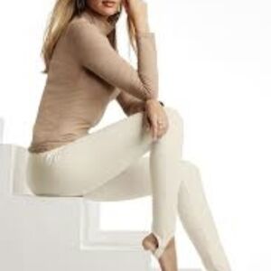 Elegant Ponte Knit Winter White Stirrup Pants